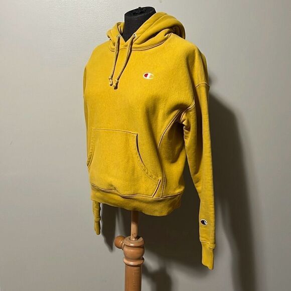 Champion Yellow Reverse Weave Drop Shoulder Pullover Hoodie - Picture 2 of 10